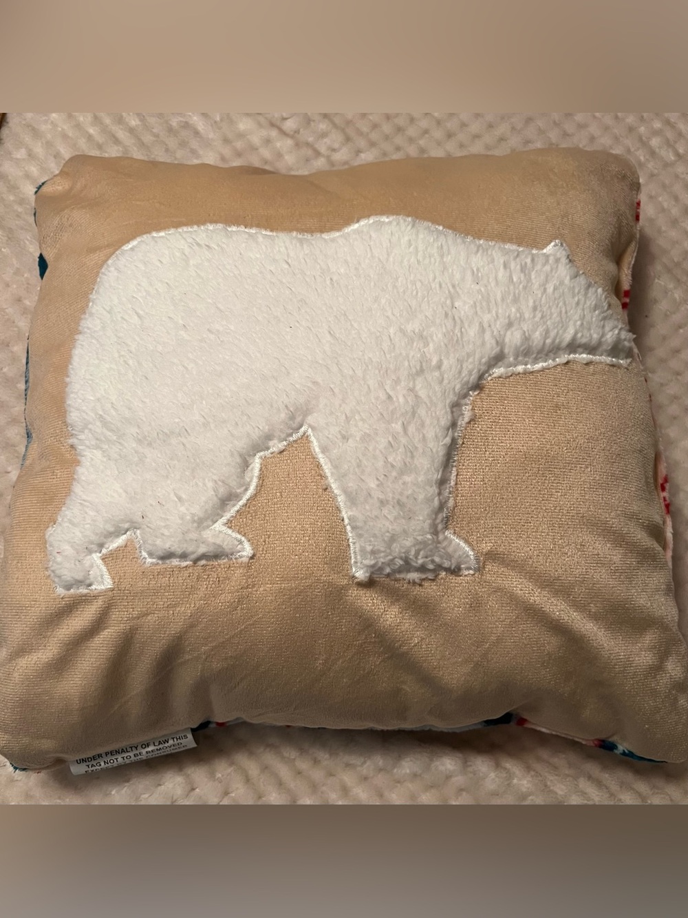 Plush Polar Bear Winter Throw Pillow in Cream and White
